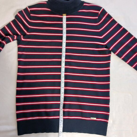 Tommy Hilfiger Turtleneck Sweater, Navy with Red and White Stripes, Size Medium - Picture 10 of 15